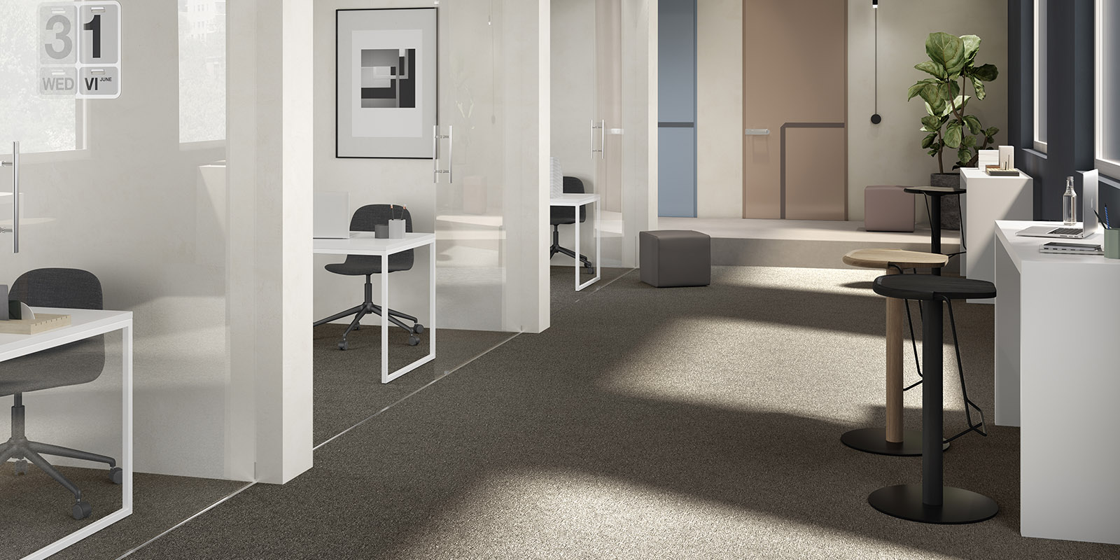 Commercial carpet tile installation
